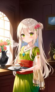 Preview wallpaper girl, jewelry, teapot, anime