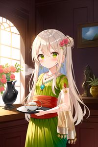 Preview wallpaper girl, jewelry, teapot, anime