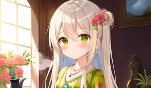 Preview wallpaper girl, jewelry, teapot, anime