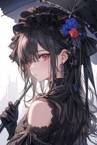 Preview wallpaper girl, jewelry, umbrella, anime