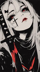 Preview wallpaper girl, katana, cross, art, anime