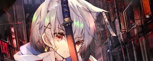 Preview wallpaper girl, katana, sword, ninja, anime