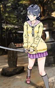 Preview wallpaper girl, katana, sword, anime, art