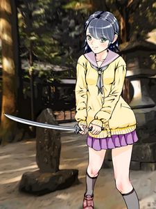 Preview wallpaper girl, katana, sword, anime, art