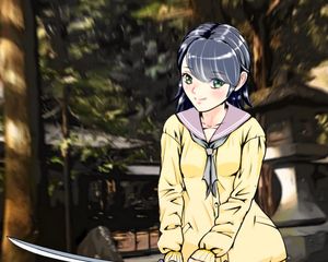 Preview wallpaper girl, katana, sword, anime, art