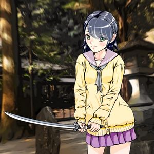 Preview wallpaper girl, katana, sword, anime, art