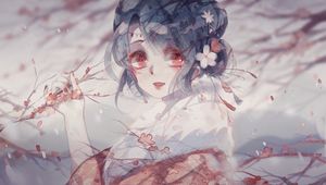 Preview wallpaper girl, kimono, anime, art