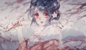 Preview wallpaper girl, kimono, anime, art