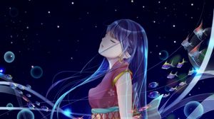 Preview wallpaper girl, kimono, anime, art, blue