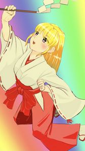 Preview wallpaper girl, kimono, anime, art, colorful