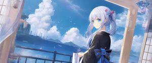 Preview wallpaper girl, kimono, anime, bow