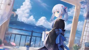 Preview wallpaper girl, kimono, anime, bow