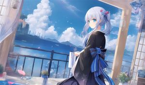 Preview wallpaper girl, kimono, anime, bow