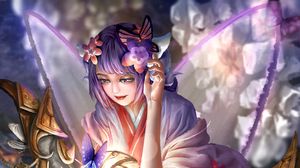 Preview wallpaper girl, kimono, ball, magic, anime, art