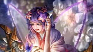 Preview wallpaper girl, kimono, ball, magic, anime, art