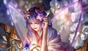 Preview wallpaper girl, kimono, ball, magic, anime, art