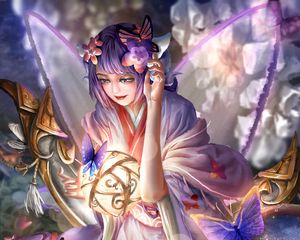 Preview wallpaper girl, kimono, ball, magic, anime, art