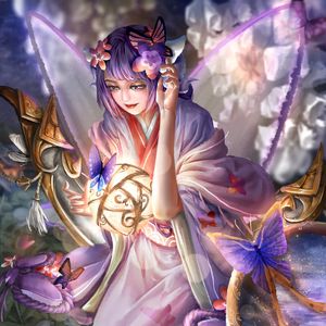 Preview wallpaper girl, kimono, ball, magic, anime, art