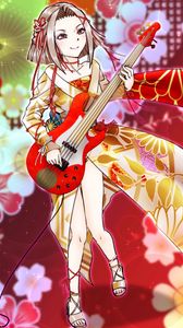 Preview wallpaper girl, kimono, bass guitar, guitar, anime