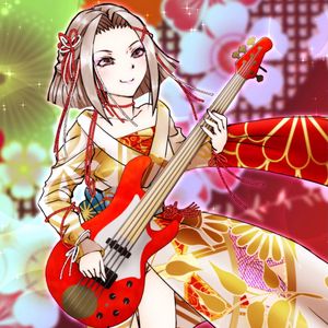 Preview wallpaper girl, kimono, bass guitar, guitar, anime