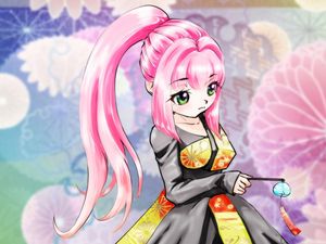 Preview wallpaper girl, kimono, bell, anime