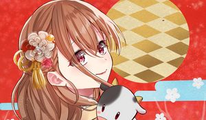 Preview wallpaper girl, kimono, calf, cub, anime