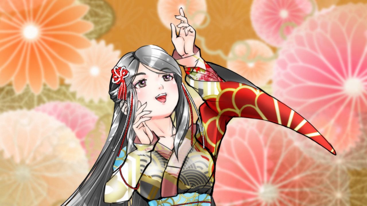 Wallpaper girl, kimono, dance, anime
