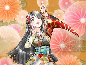 Preview wallpaper girl, kimono, dance, anime