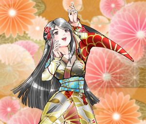 Preview wallpaper girl, kimono, dance, anime