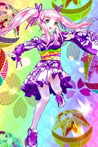 Preview wallpaper girl, kimono, dance, movement, anime