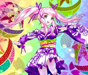 Preview wallpaper girl, kimono, dance, movement, anime