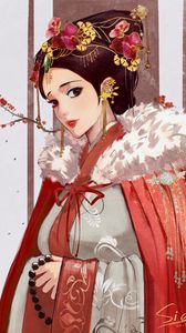 Preview wallpaper girl, kimono, decoration, glance, anime, japan