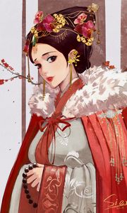 Preview wallpaper girl, kimono, decoration, glance, anime, japan