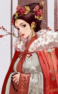 Preview wallpaper girl, kimono, decoration, glance, anime, japan