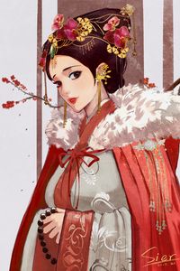 Preview wallpaper girl, kimono, decoration, glance, anime, japan