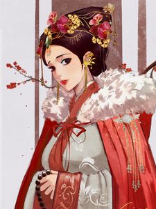 Preview wallpaper girl, kimono, decoration, glance, anime, japan