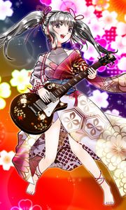 Preview wallpaper girl, kimono, electric guitar, guitar, anime
