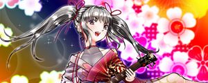 Preview wallpaper girl, kimono, electric guitar, guitar, anime