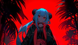 Preview wallpaper girl, kimono, elephant, anime, art