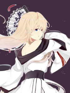 Preview wallpaper girl, kimono, fan, anime