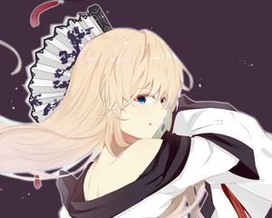 Preview wallpaper girl, kimono, fan, anime