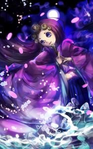 Preview wallpaper girl, kimono, fan, anime, purple