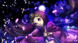 Preview wallpaper girl, kimono, fan, anime, purple