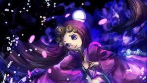 Preview wallpaper girl, kimono, fan, anime, purple