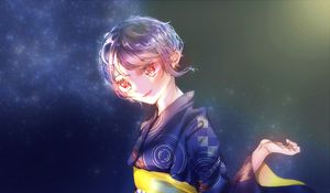 Preview wallpaper girl, kimono, fireworks, sparks, anime