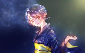 Preview wallpaper girl, kimono, fireworks, sparks, anime