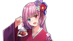 Preview wallpaper girl, kimono, fish, anime