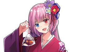 Preview wallpaper girl, kimono, fish, anime