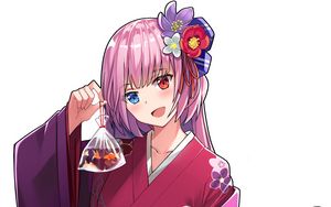 Preview wallpaper girl, kimono, fish, anime