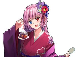 Preview wallpaper girl, kimono, fish, anime